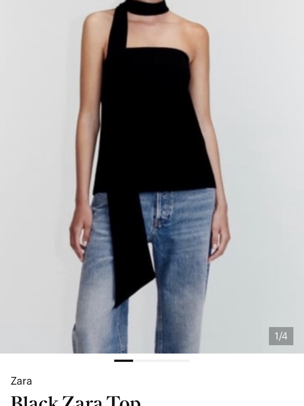 Zara Black One-Shoulder Scarf-Detail Camisole